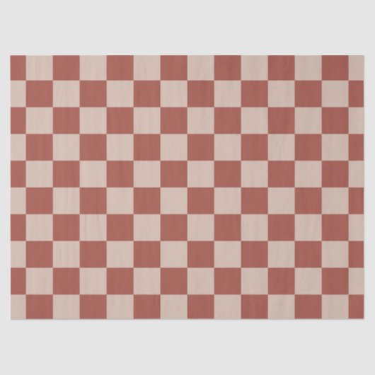 Terracotta and Tan Checkerboard Tissuepapier (Voorkant)