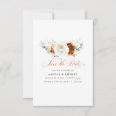 Terracotta and White Chic Floral Save the Date (Voorkant)