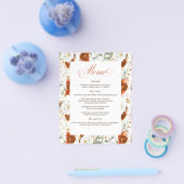 Terracotta and White Floral Elegant Wedding Menu (Enkel)