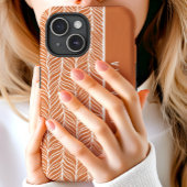 Terracotta And White Herringbone Personalized Name Case-Mate iPhone Case