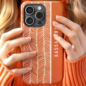 Terracotta And White Herringbone Personalized Name Case-Mate iPhone Case