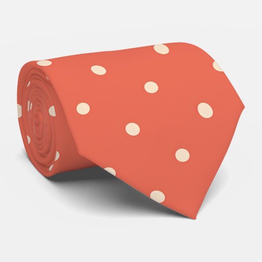 Terracotta and White Polka Dots Stropdas (Opgerold)
