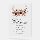 Terracotta Antlers Floral Wedding Welcome Acryl Bord (Hoek)