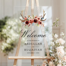 Terracotta Antlers Floral Wedding Welcome