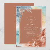 Terracotta Aqua Pampas Eucalyptus Bruiloft Kaart (Voorkant / Achterkant)
