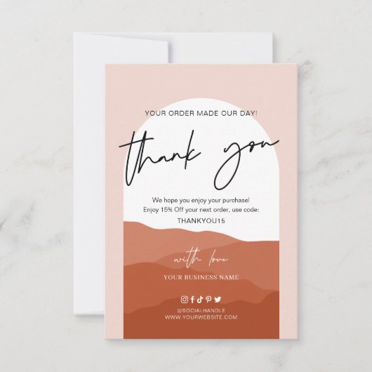 Terracotta Arch Bohemian Minimal Logo Business Bedankkaart (Voorkant)