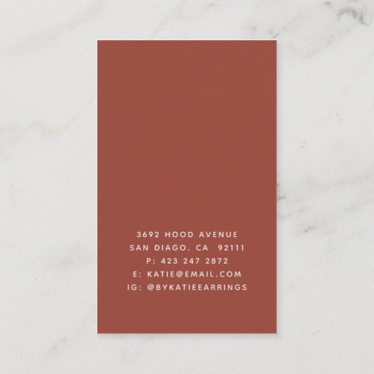 Terracotta Arch Business Ketting Display Card Visitekaartje (Achterkant)