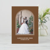 Terracotta Arch Custom Photo Wedding Reception Kaart (Staand voorkant)