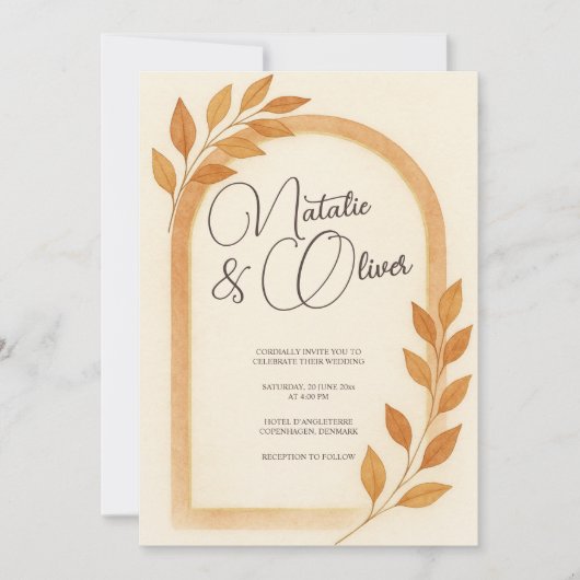 Terracotta Arch Fall verlaat bruiloft uitnodiging (Voorkant)