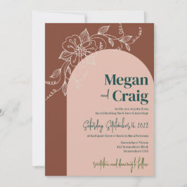 Terracotta Arch Floral Boho Rustic Wedding Invite Kaart