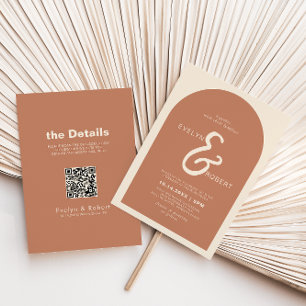 Terracotta Arch Formal Back and Front Wedding Kaart