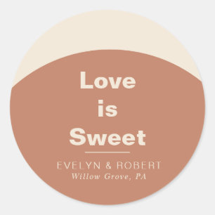 Terracotta Arch Formal Wedding Love is Sweet Ronde Sticker