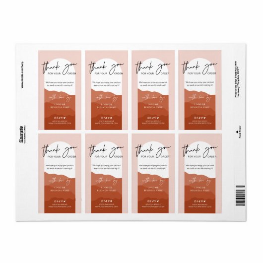 Terracotta Arch Minimale Logo Dank u wel Doos Etiket (Full Sheet)