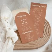 Terracotta Arch Minimalist Elegant Formal Wedding Programmakaart