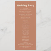 Terracotta Arch Minimalist Elegant Formal Wedding Programmakaart (Achterkant)