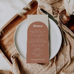 Terracotta Arch Minimalist Formal Wedding Menu<br><div class="desc">Deze terracotta boogminimalistische formele trouwmenukaart is perfect voor een rustige bruiloft. Het ontwerp biedt een mooi lettertype in een terracotta om uw evenement te belichamen.</div>