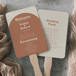 Terracotta Arch Minimalist Formal Wedding Programm Handwaaier