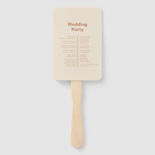 Terracotta Arch Minimalist Formal Wedding Programm Handwaaier (Achterkant)