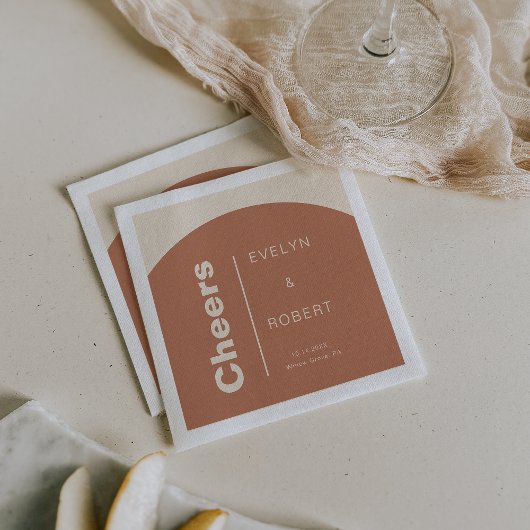 Terracotta Arch Minimalist Pleal Wedding Cheers Servet