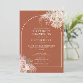 Terracotta Arch Pampas Grass First Heilige Communi Kaart (Staand voorkant)