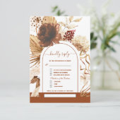 Terracotta Arch Pampas Grass Song Aanvraag Bruilof RSVP Kaartje (Staand voorkant)