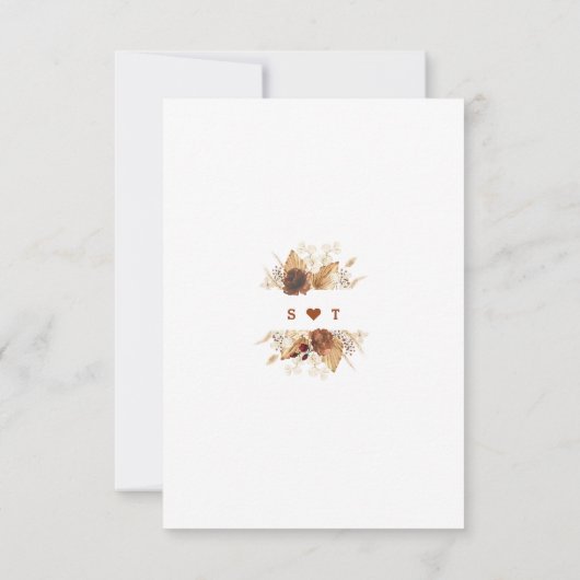 Terracotta Arch Pampas Grass Song Aanvraag Bruilof RSVP Kaartje (Achterkant)