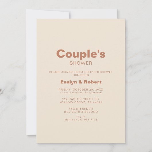 Terracotta Arch Photo Minimalist Couple's douche Kaart (Achterkant)