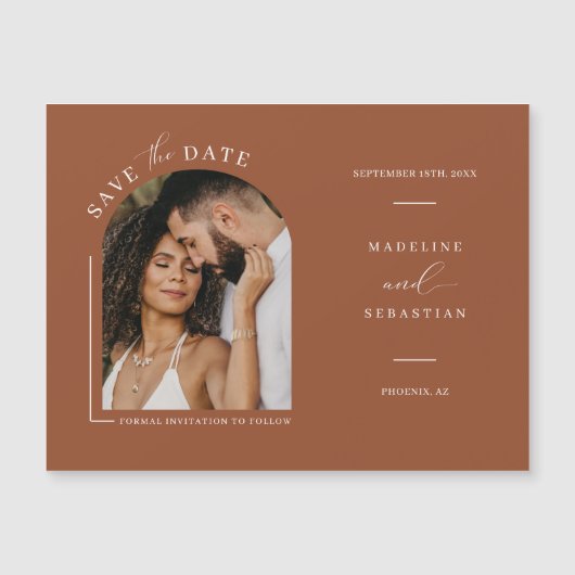 Terracotta Arch Photo Save the Date Magnetic Kaart (Voorkant)