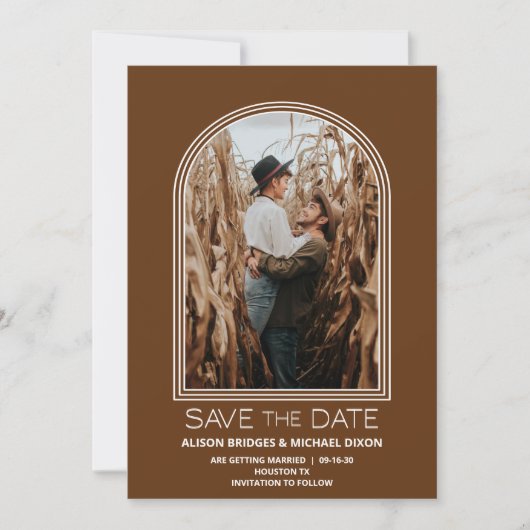 Terracotta Arch Photo Wedding Save the Date (Voorkant)