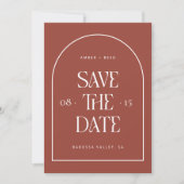 Terracotta Arch Retro Minimalist Modern Font Save The Date (Voorkant)