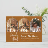 Terracotta Arch Save the Date Photo Collage Kaart (Staand voorkant)