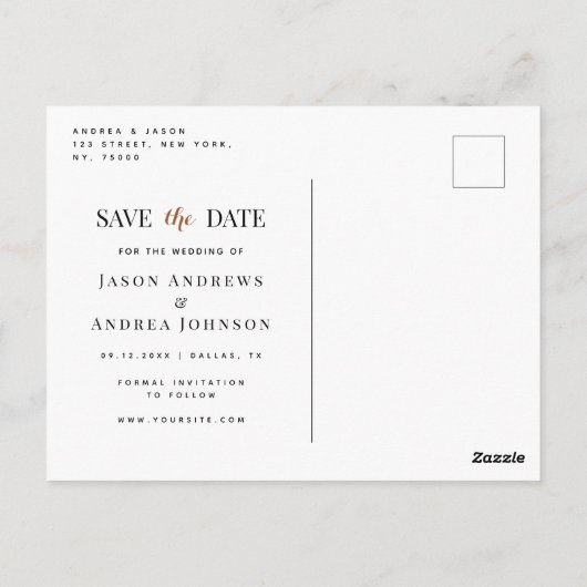 Terracotta Arch Tropical Photo Herfst Save the Dat Briefkaart (Achterkant)