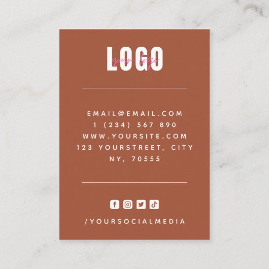 Terracotta Arch voegt Logo juwelen oormerg toe Visitekaartje (Achterkant)