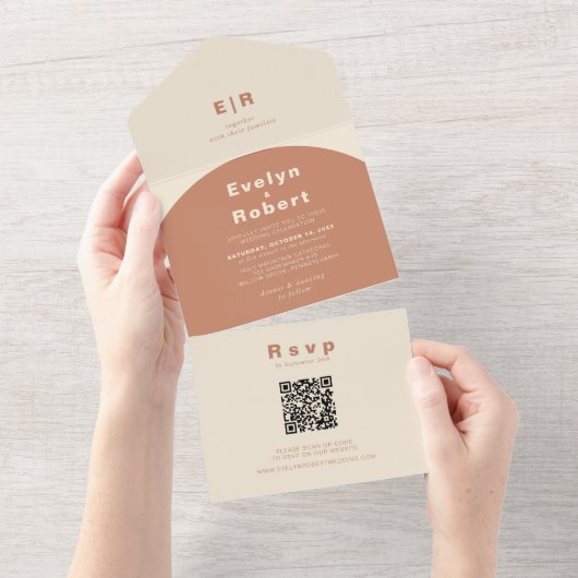 Terracotta Arch Wedding All In One Uitnodiging (Afscheurbaar)