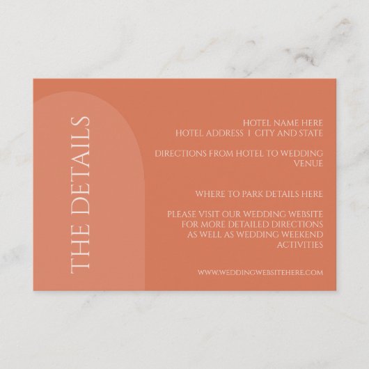 TERRACOTTA ARCH WEDDING DETAILS ENCLOSURE CARD INFORMATIEKAARTJE (Voorkant)