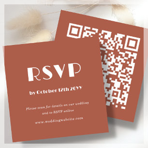 Terracotta art deco   QR-code   Bruiloft RSVP Informatiekaartje