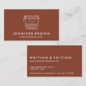 Terracotta Author Blogger Freelancer Typwriter Visitekaartje (Voorkant / Achterkant)