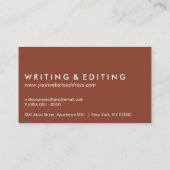 Terracotta Author Blogger Freelancer Typwriter Visitekaartje (Achterkant)