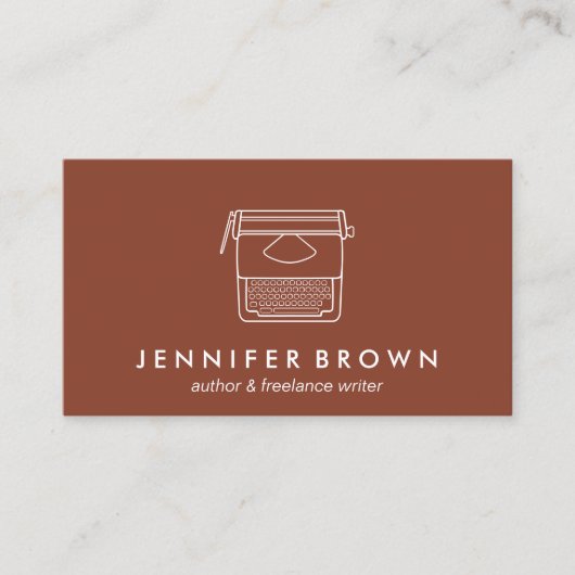 Terracotta Author Blogger Freelancer Typwriter Visitekaartje (Voorkant)