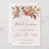 Terracotta Autumn Floral Boho Herfst Bridal Lunche Kaart (Voorkant)