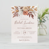 Terracotta Autumn Floral Boho Herfst Bridal Lunche Kaart (Staand voorkant)