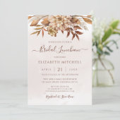 Terracotta Autumn Floral Boho Herfst Bridal Lunche Kaart (Staand voorkant)