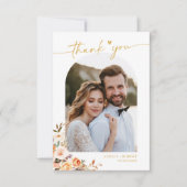 Terracotta Autumn Floral Modern Arch Weddenschap F Bedankkaart (Voorkant)