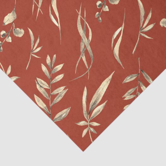 Terracotta Autumn Greenery Tissue Paper Tissuepapier (Detail)