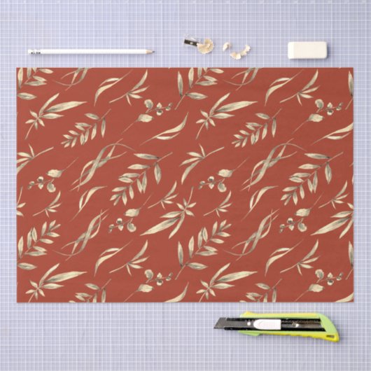 Terracotta Autumn Greenery Tissue Paper Tissuepapier (Craft)