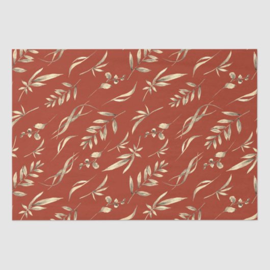 Terracotta Autumn Greenery Tissue Paper Tissuepapier (Voorkant)