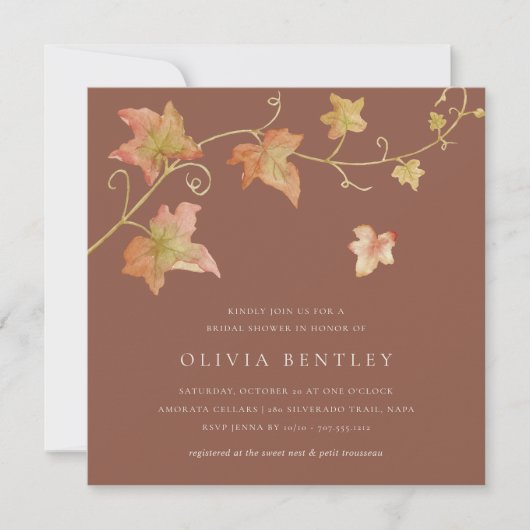 Terracotta | Autumn Leaves Fall Bridal Shower Kaart (Voorkant)