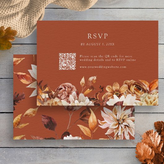 Terracotta Autumn QR Code RSVP-kaart RSVP Kaartje