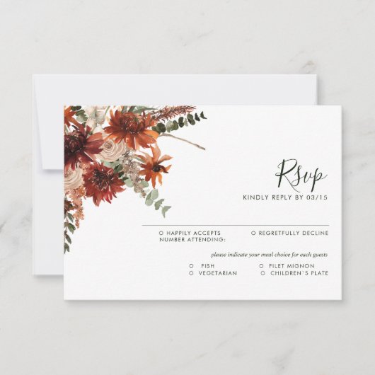 Terracotta Autumn Rustic Wedding Response Kaart (Voorkant)