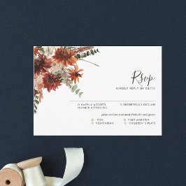 Terracotta Autumn Rustic Wedding Response Kaart